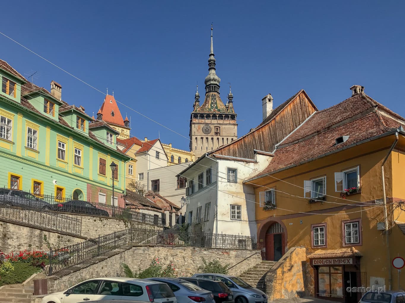 Sighisoara - widok na wzgórze na którym położona jest stara część Sighișoary