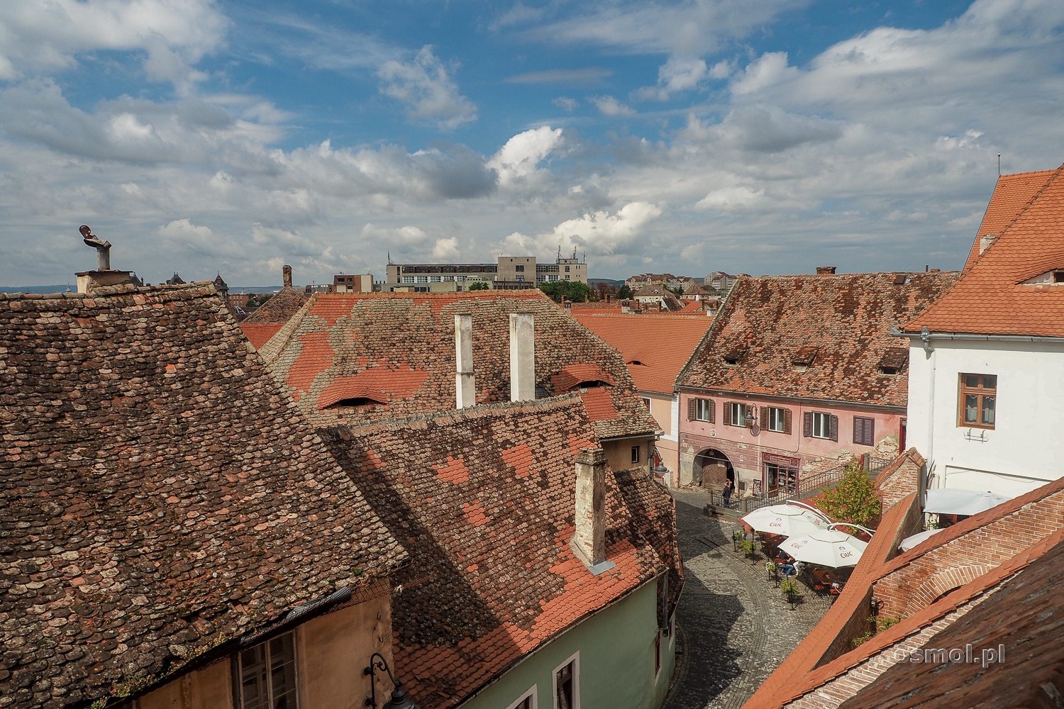 Dachy tradycyjnych saskich domów w Sybinie